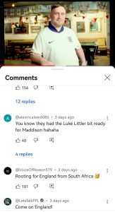 YouTube screenshot of Luke Littler in an England Euro 2024 announcement video